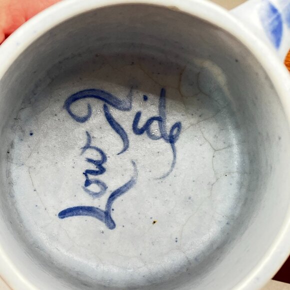 Vintage Ipswich Craft Pottery Hand Painted "Low Tide" Mug Cup 1980's - Picture 3 of 10